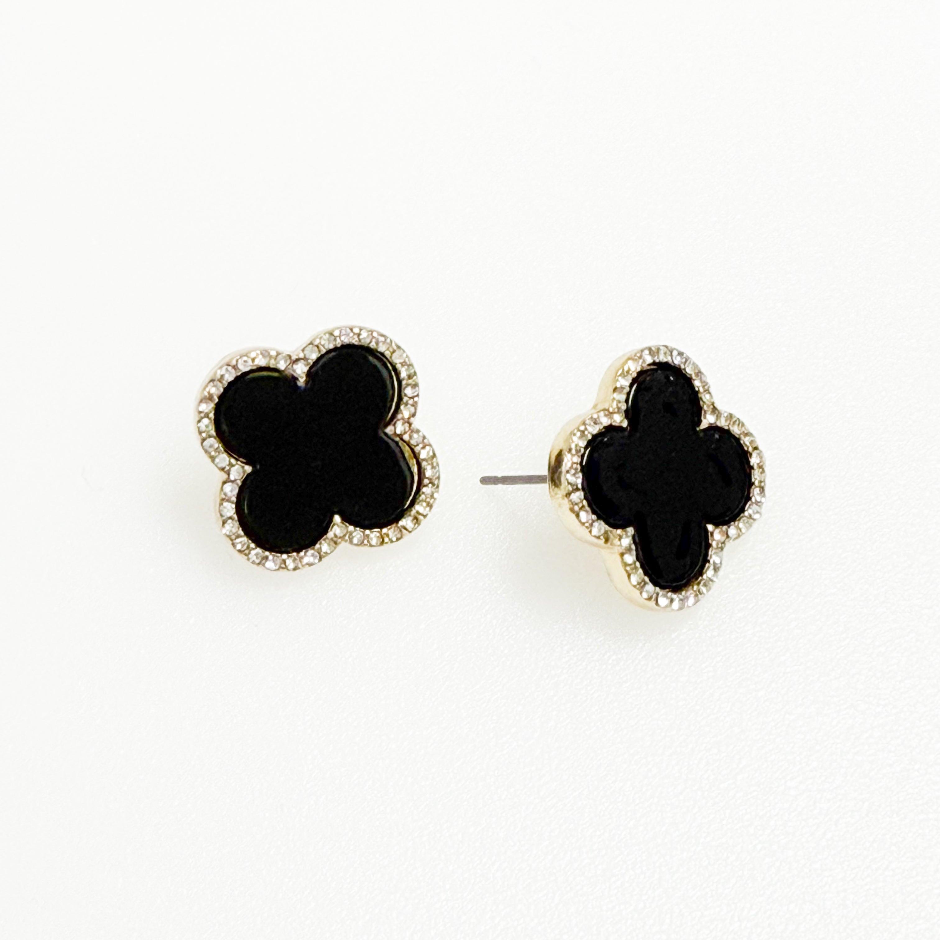 Laurell - Black Clover Stud Earrings