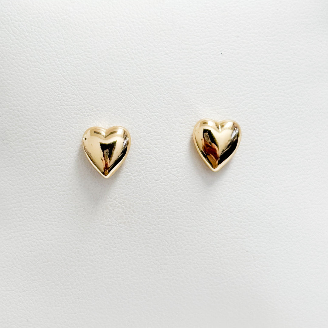 Buffy - Gold Puffy Heart Studs