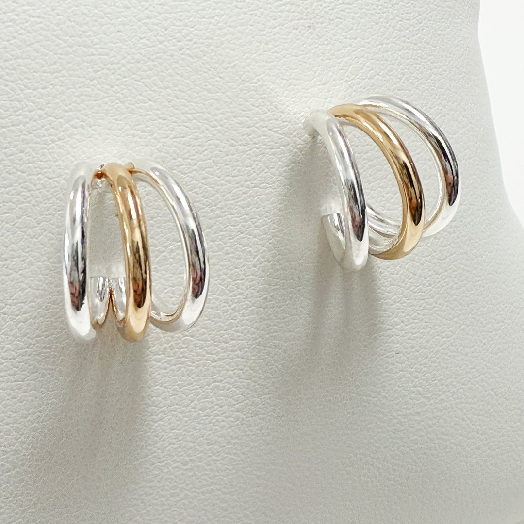 Adalyn - Mixed Metal Triple Mini Hoop Earrings