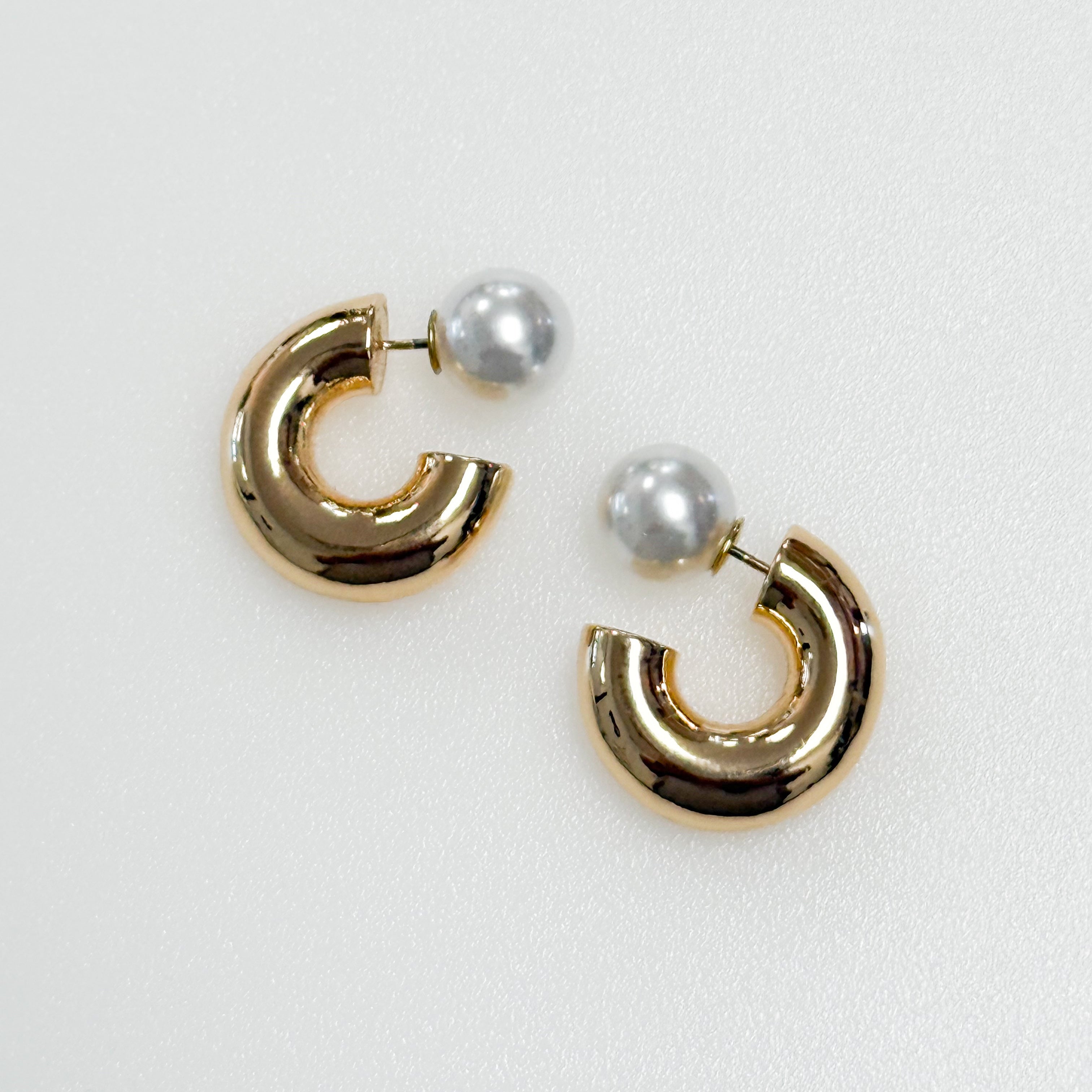 Shiloh - Gold Pearl Back Hoops