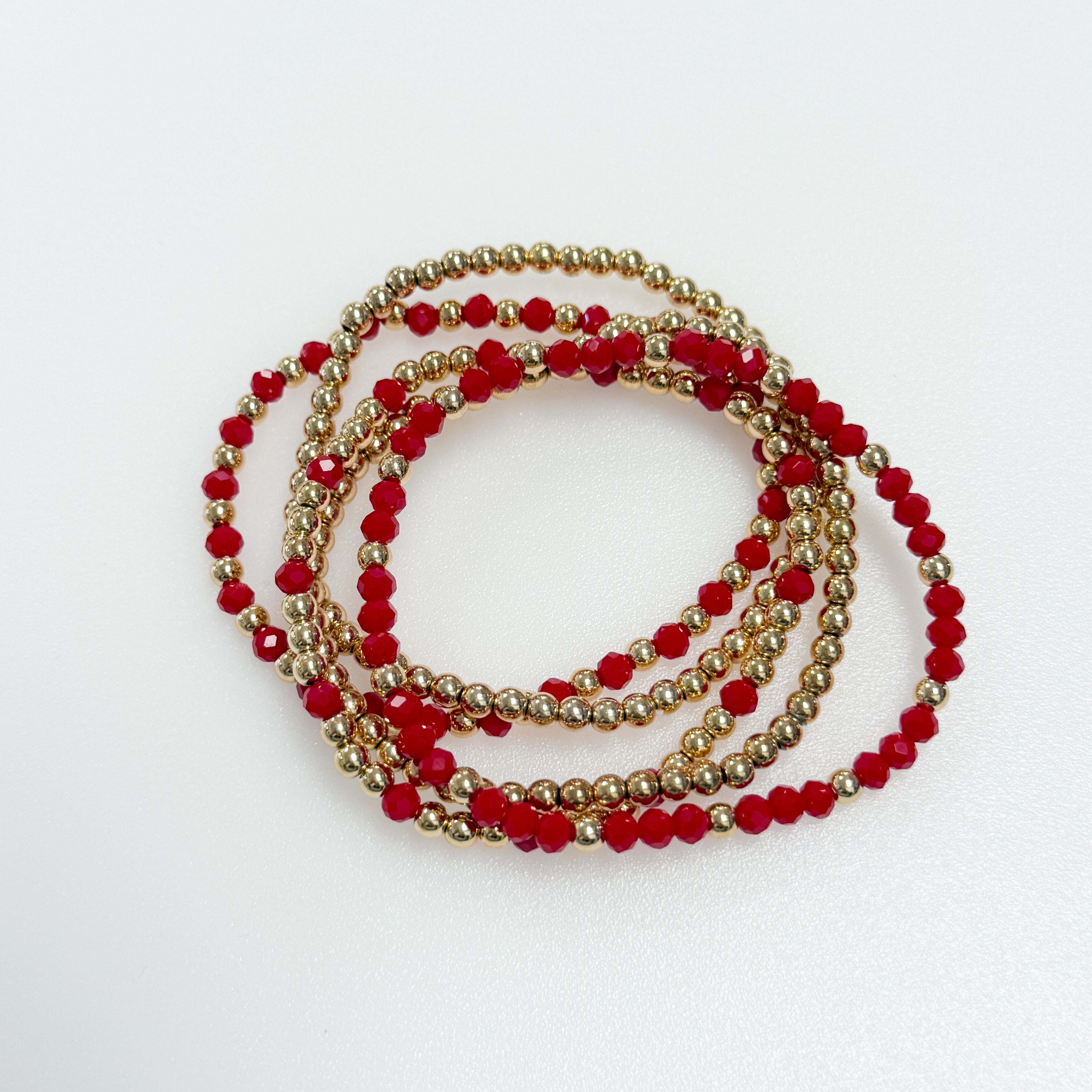 Norah - Beaded Bracelet Set (Red)