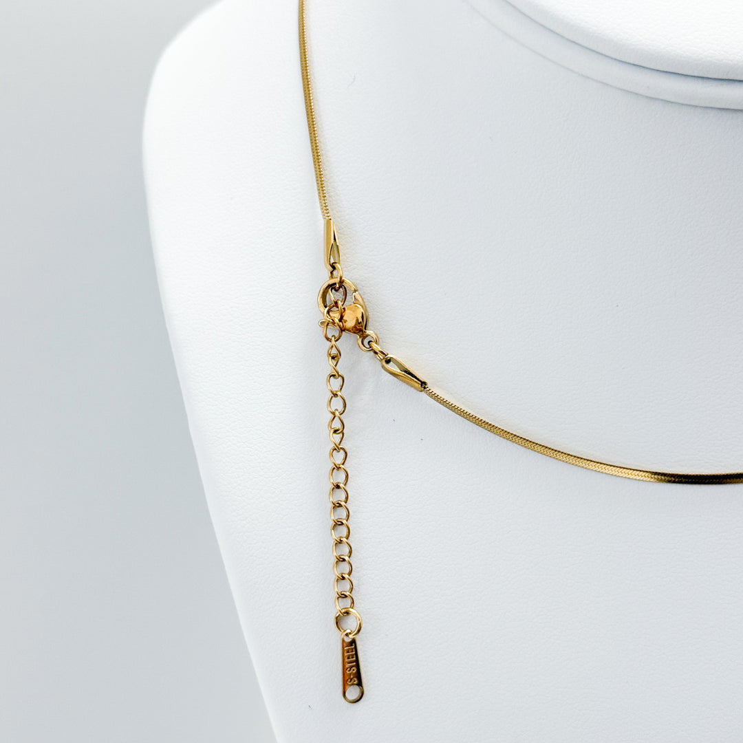 Gabriela - Gold Herringbone Bow Necklace
