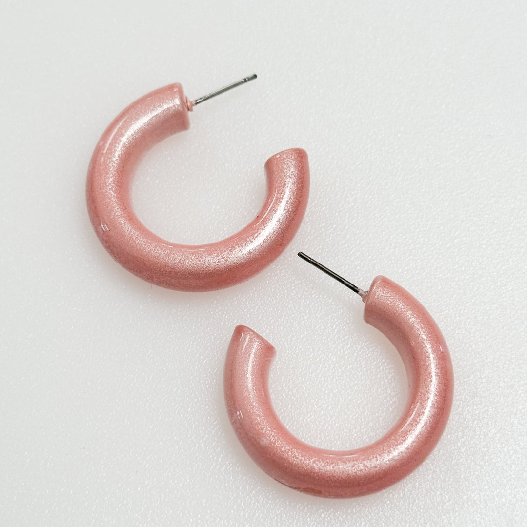 Adeline - Enamel Color Coated Hoops (Baby Pink)