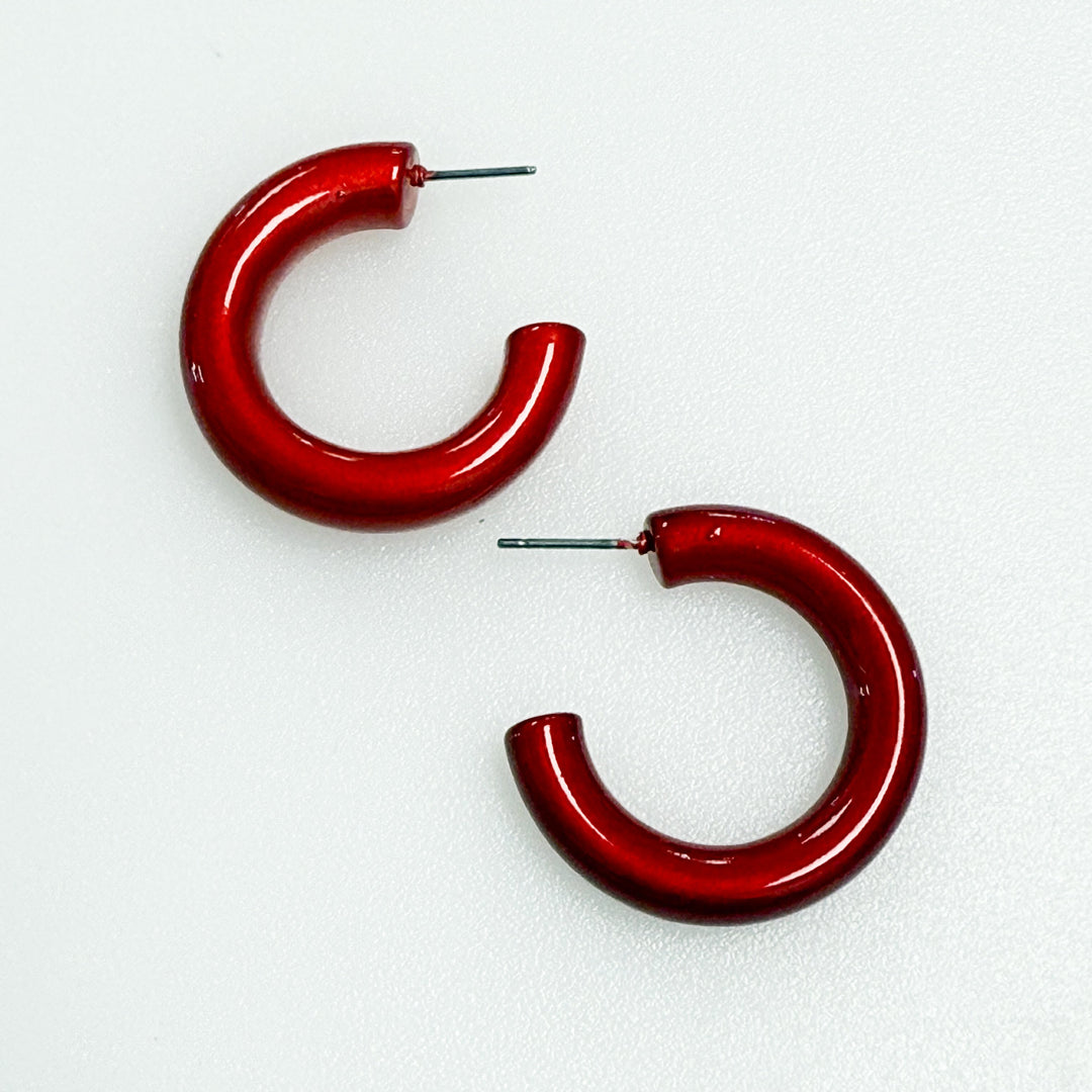 Adeline - Enamel Color Coated Hoops (Red)
