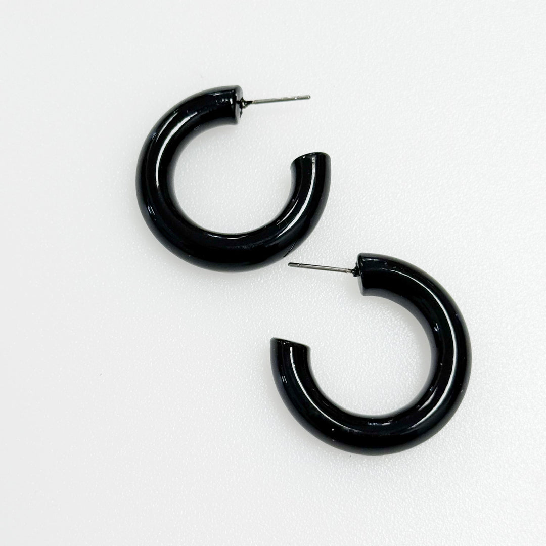 Adeline - Enamel Color Coated Hoops (Black)