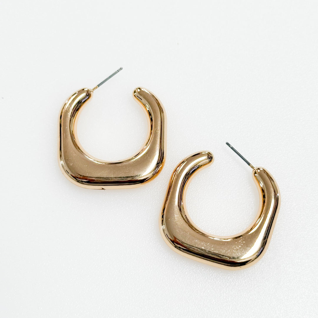 Anslie - Gold Puffy Square Hoops