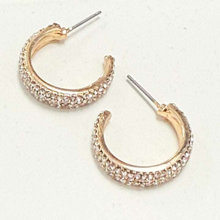 Louise - Gold Rhinestone Hoops
