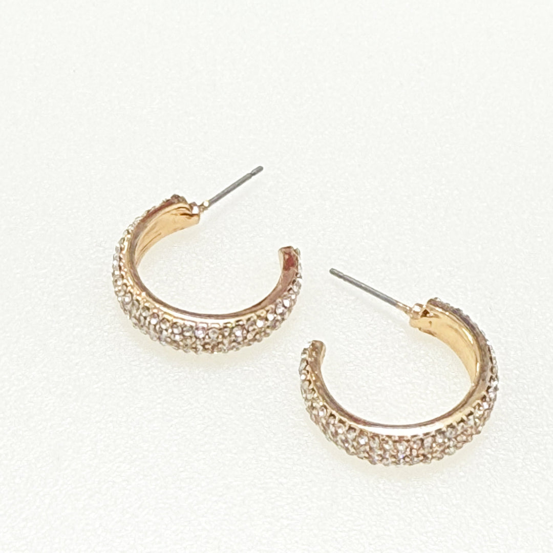 Louise - Gold Rhinestone Hoops