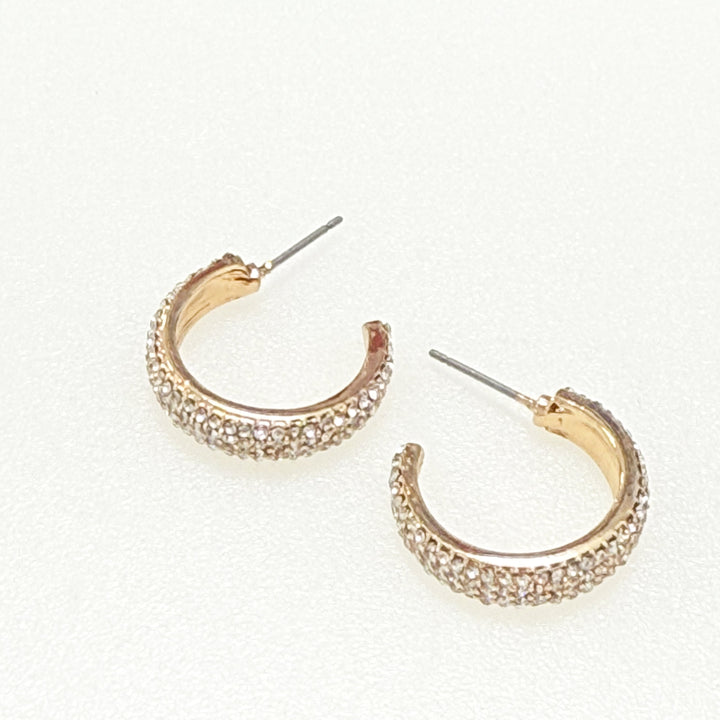 Louise - Gold Rhinestone Hoops