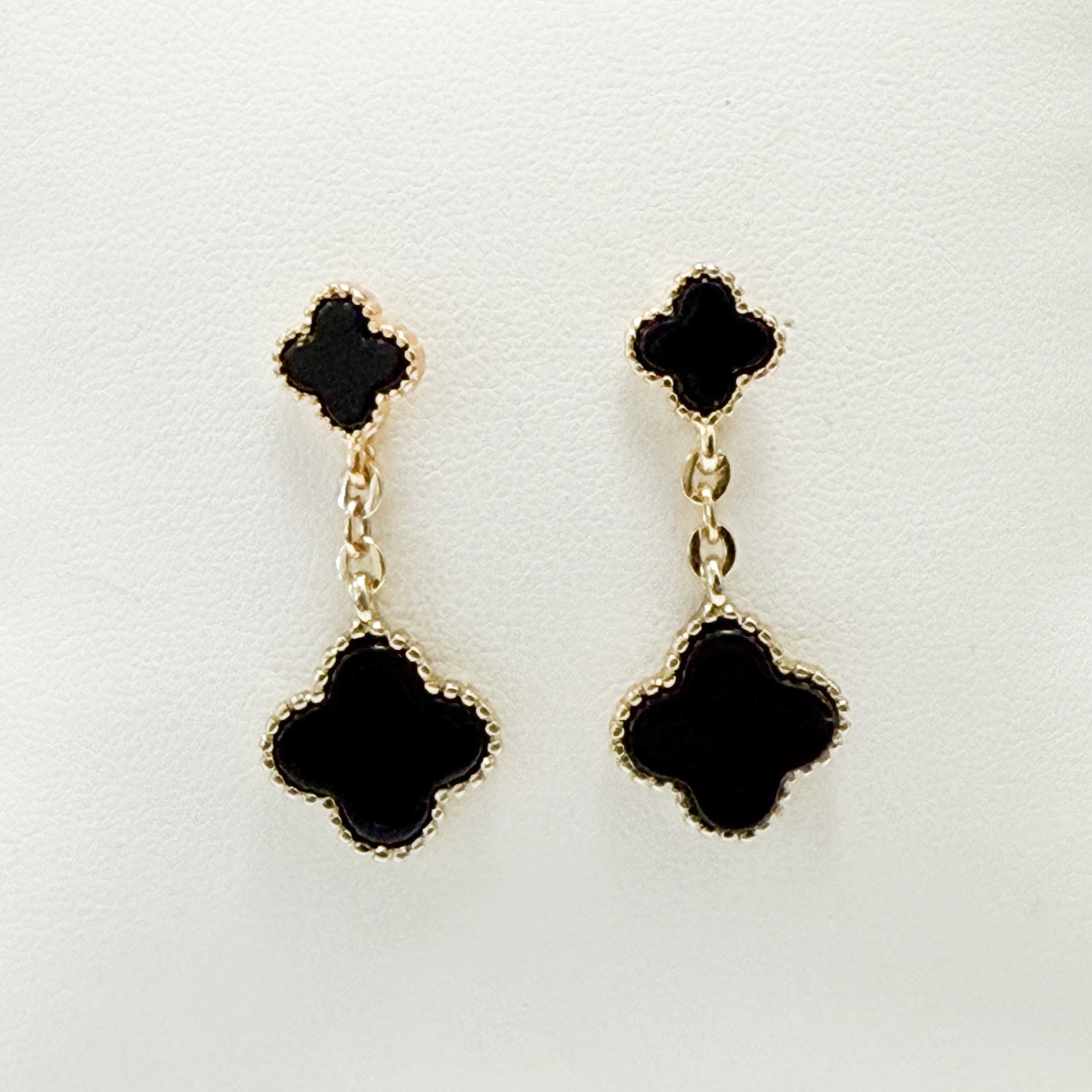 Nalani - Black + Gold Clover Earrings