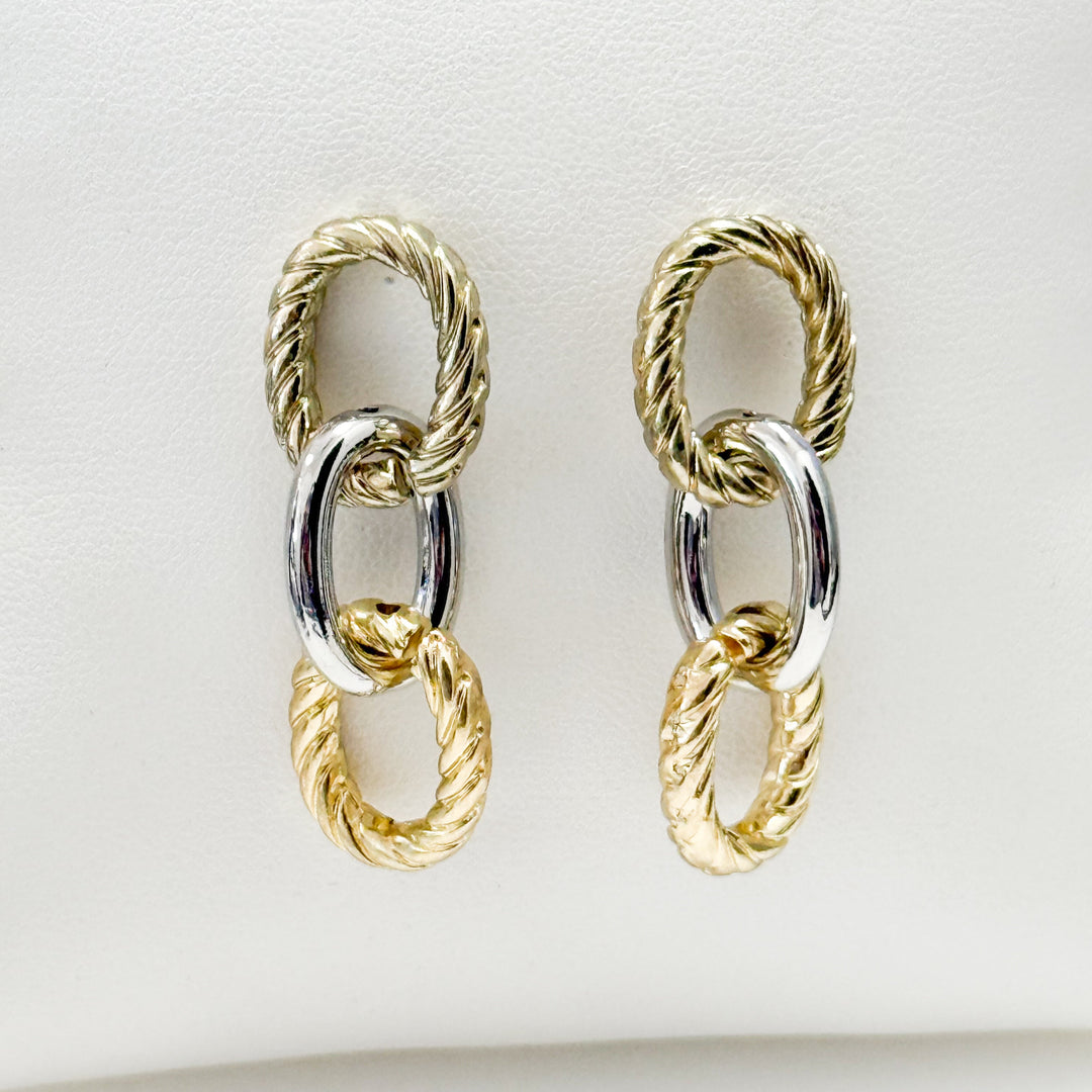 Mya - Chain Link Drop Earrings (Two Toned)