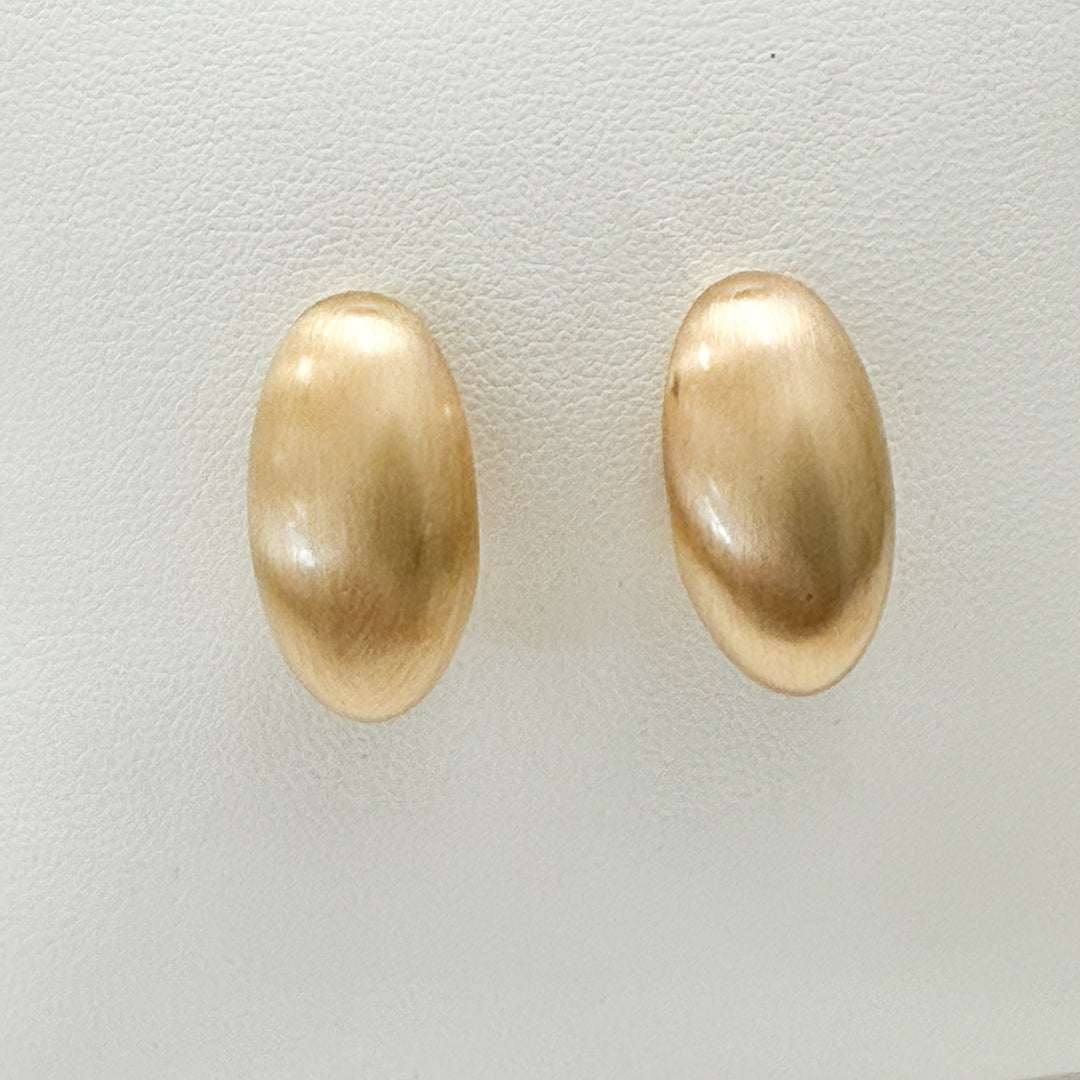 Daphne - Brushed Gold Oval Stud Earrings