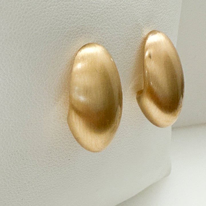 Daphne - Brushed Gold Oval Stud Earrings