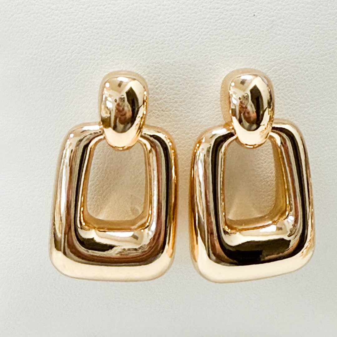 Bianca - Chunky Gold Rectangle Earrings