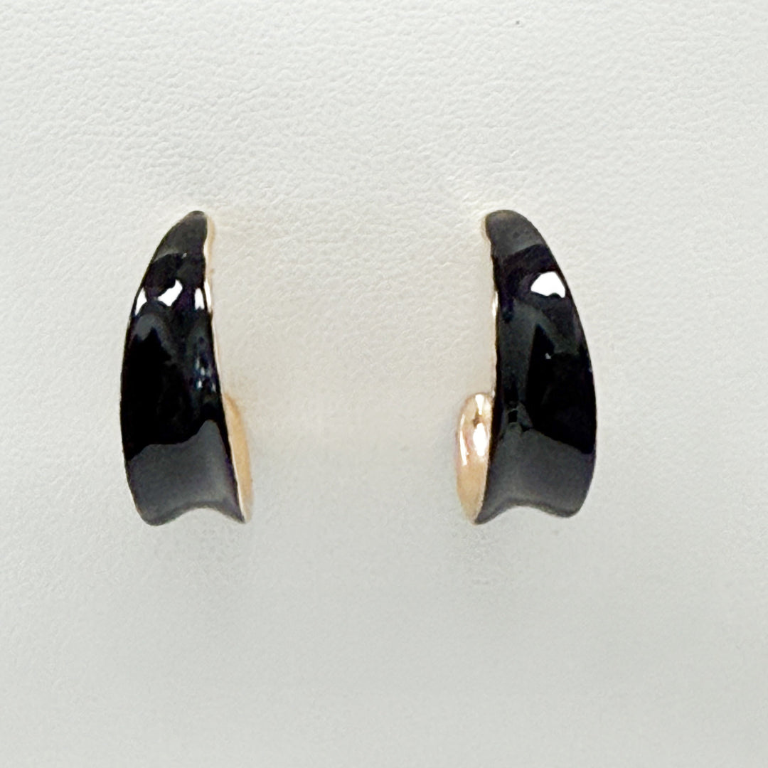 Adalee - Enamel Hoop Earrings (Black)