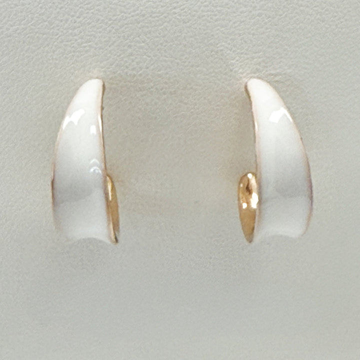 Adalee - Enamel Hoop Earrings (White)
