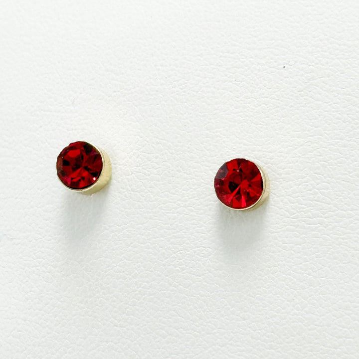 Rayna - Red Rhinestone Stud Earrings