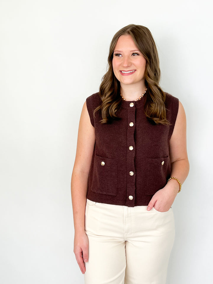 Felicia - Brown Knit Sweater Vest