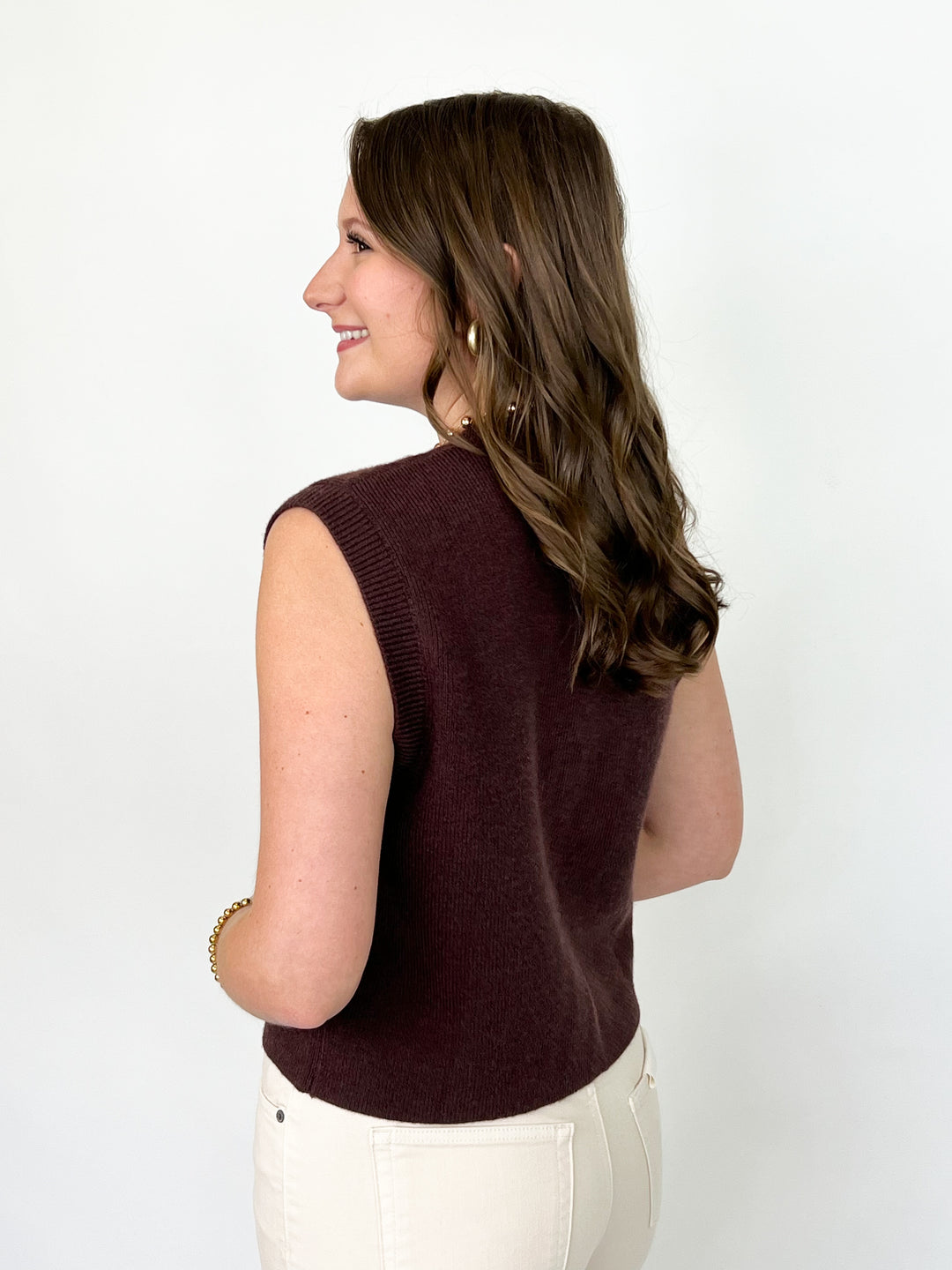 Felicia - Brown Knit Sweater Vest