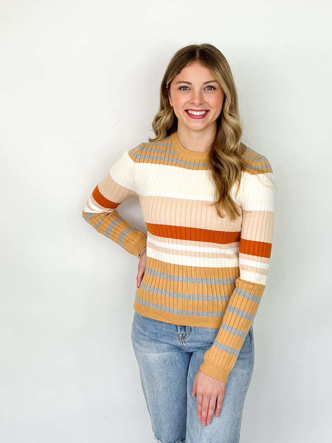 Kay - Color Block Striped Sweater
