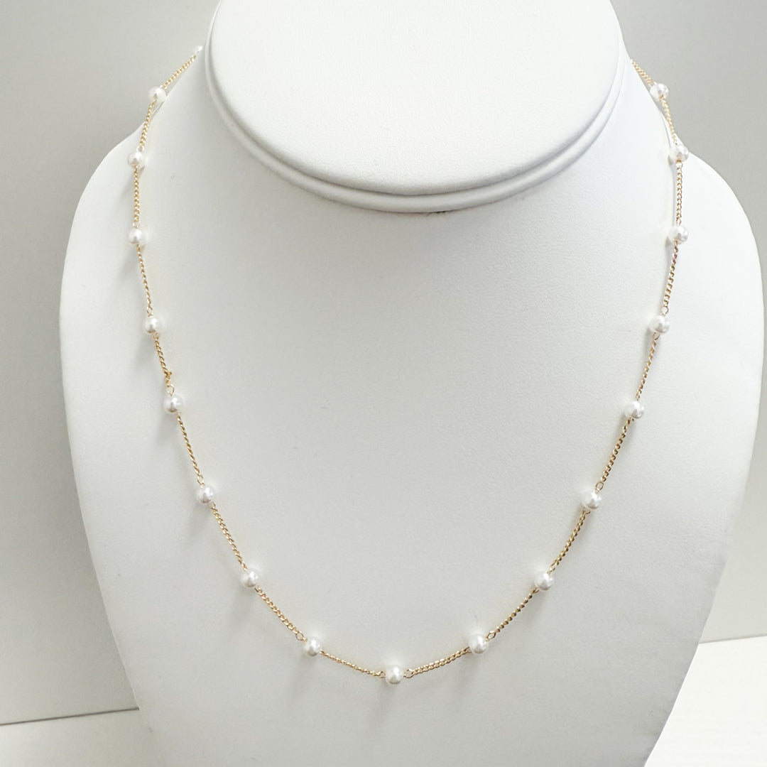 Irene - Dainty Gold + Pearl Necklace