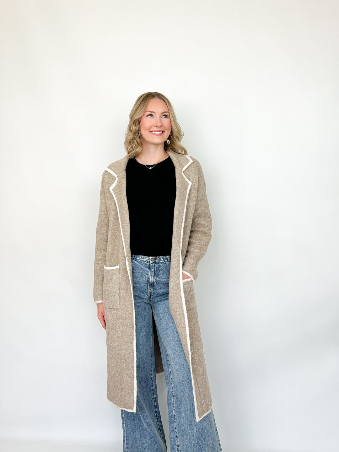 Vanessa - Mocha Knit Long Coat