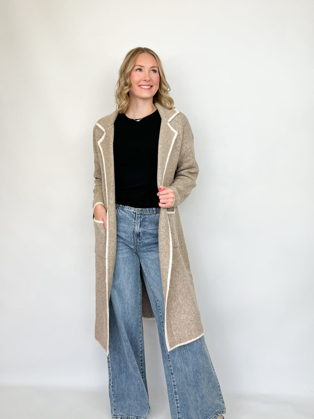 Vanessa - Mocha Knit Long Coat