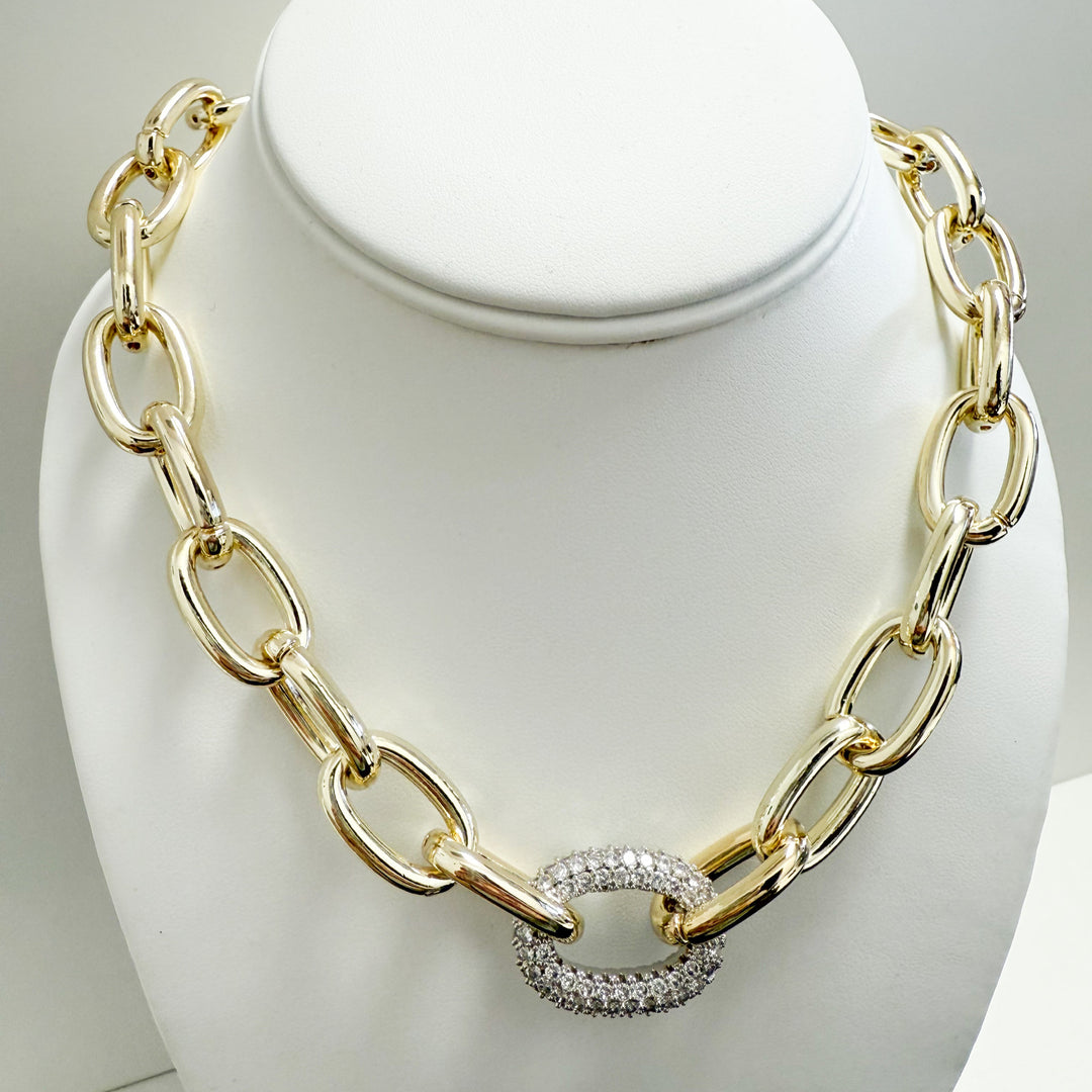 Maura - Chunky Gold Rhinestone Magnetic Chain Necklace