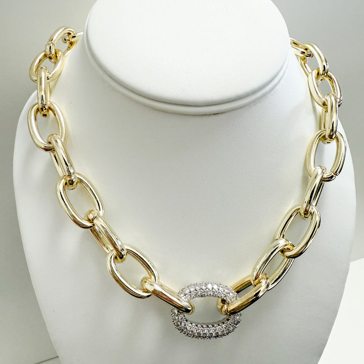 Maura - Chunky Gold Rhinestone Magnetic Chain Necklace