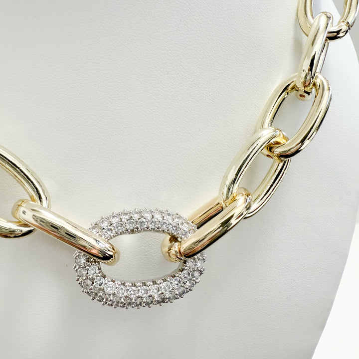Maura - Chunky Gold Rhinestone Magnetic Chain Necklace