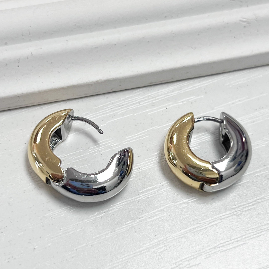 Maria - Two Toned Huggie Hoops
