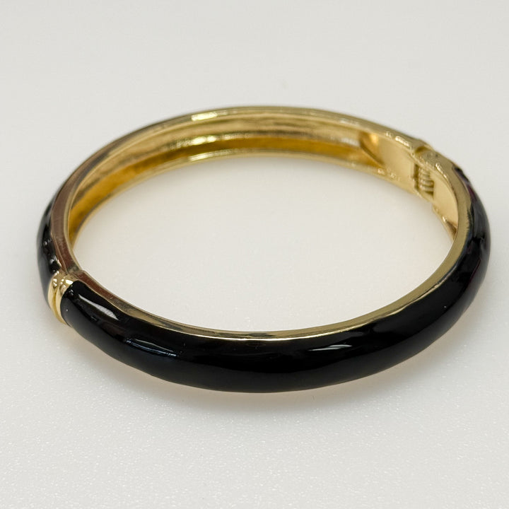 Tiana - Enameled Hinge Bangle (Black)