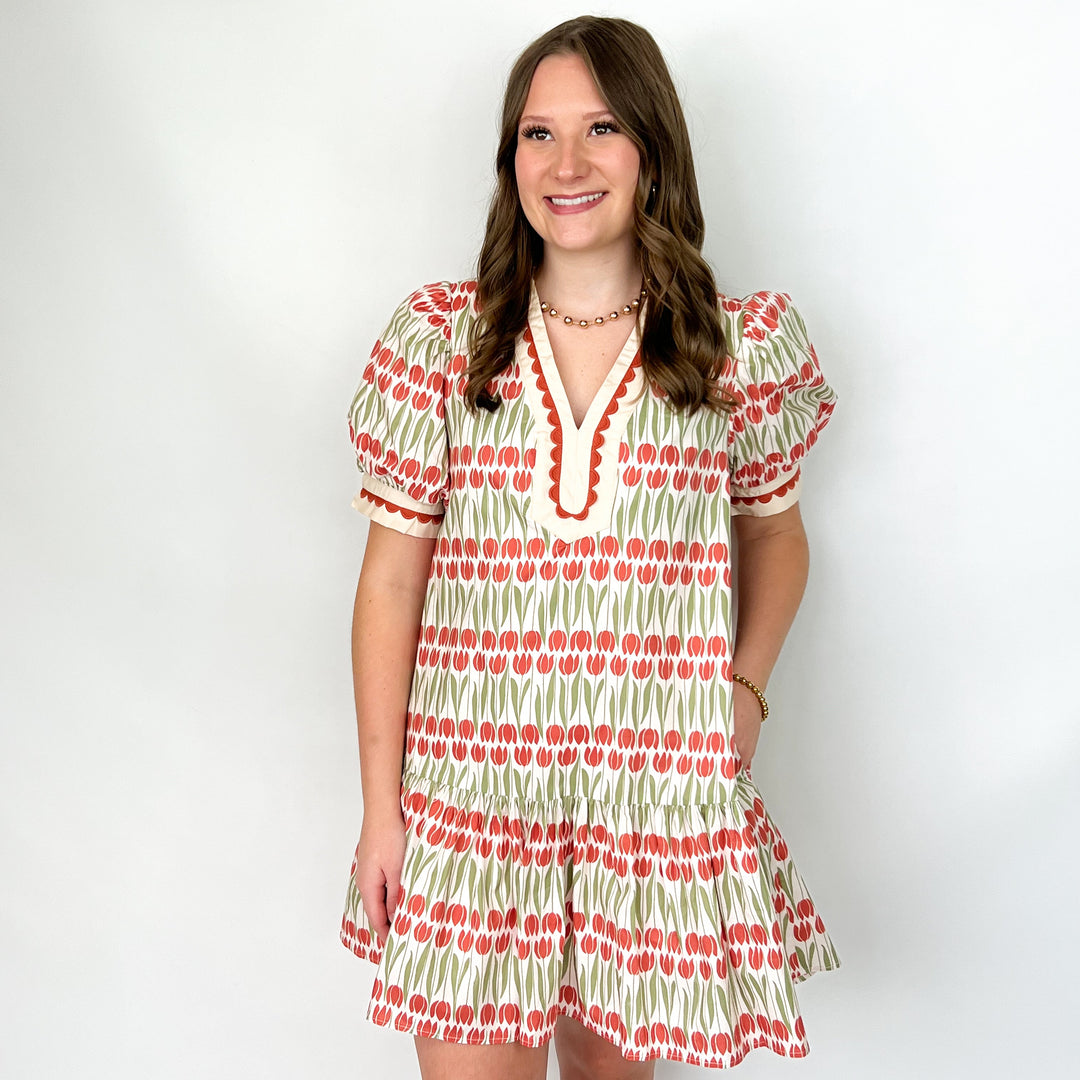 Bonnie - Tulip Floral Puff Sleeve Mini Dress