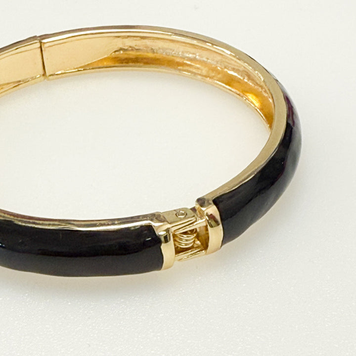 Tiana - Enameled Hinge Bangle (Black)