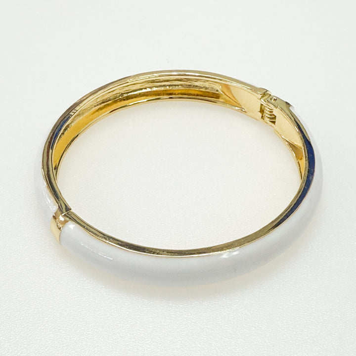 Tiana - Enameled Hinge Bangle (White)