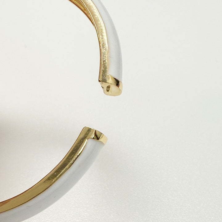 Tiana - Enameled Hinge Bangle (White)