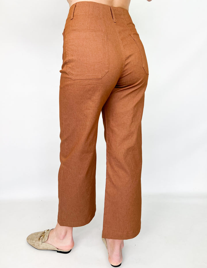 Lasarah - Ankle Cropped Pants (Rust Brown)