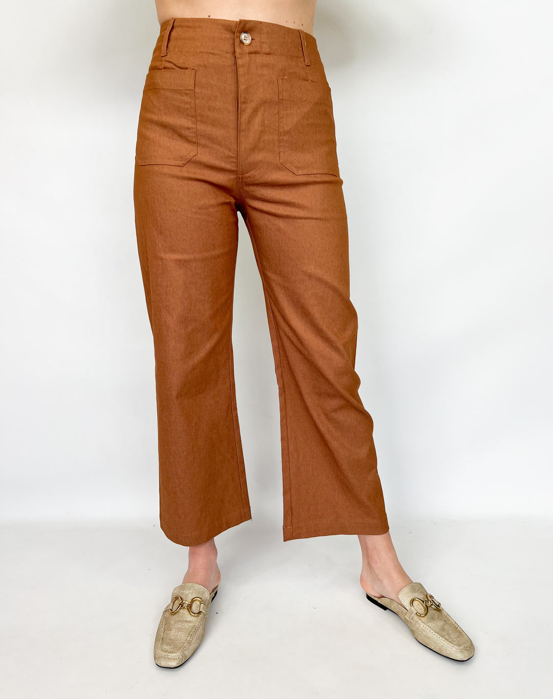Lasarah - Ankle Cropped Pants (Rust Brown)