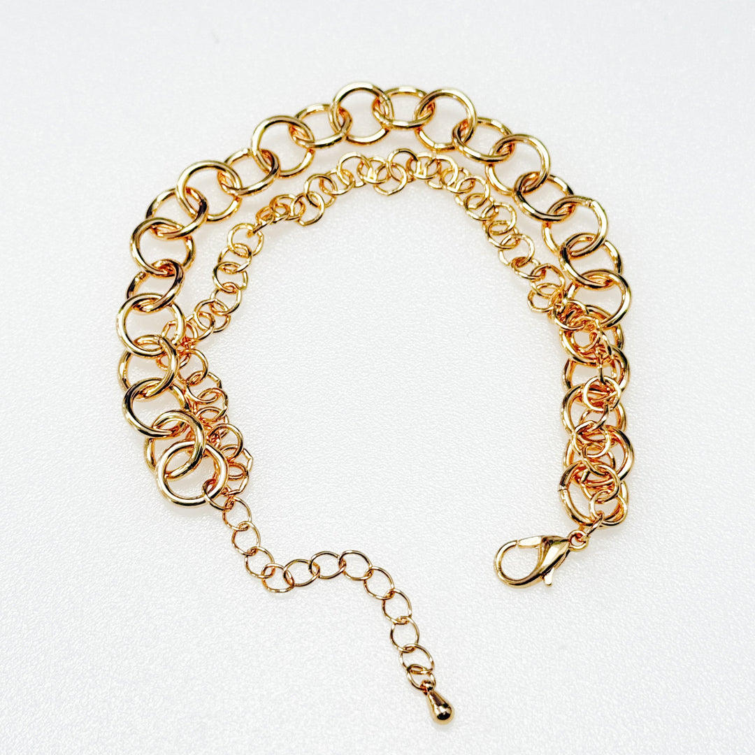 Skylar - Gold Double Circle Chain Bracelet