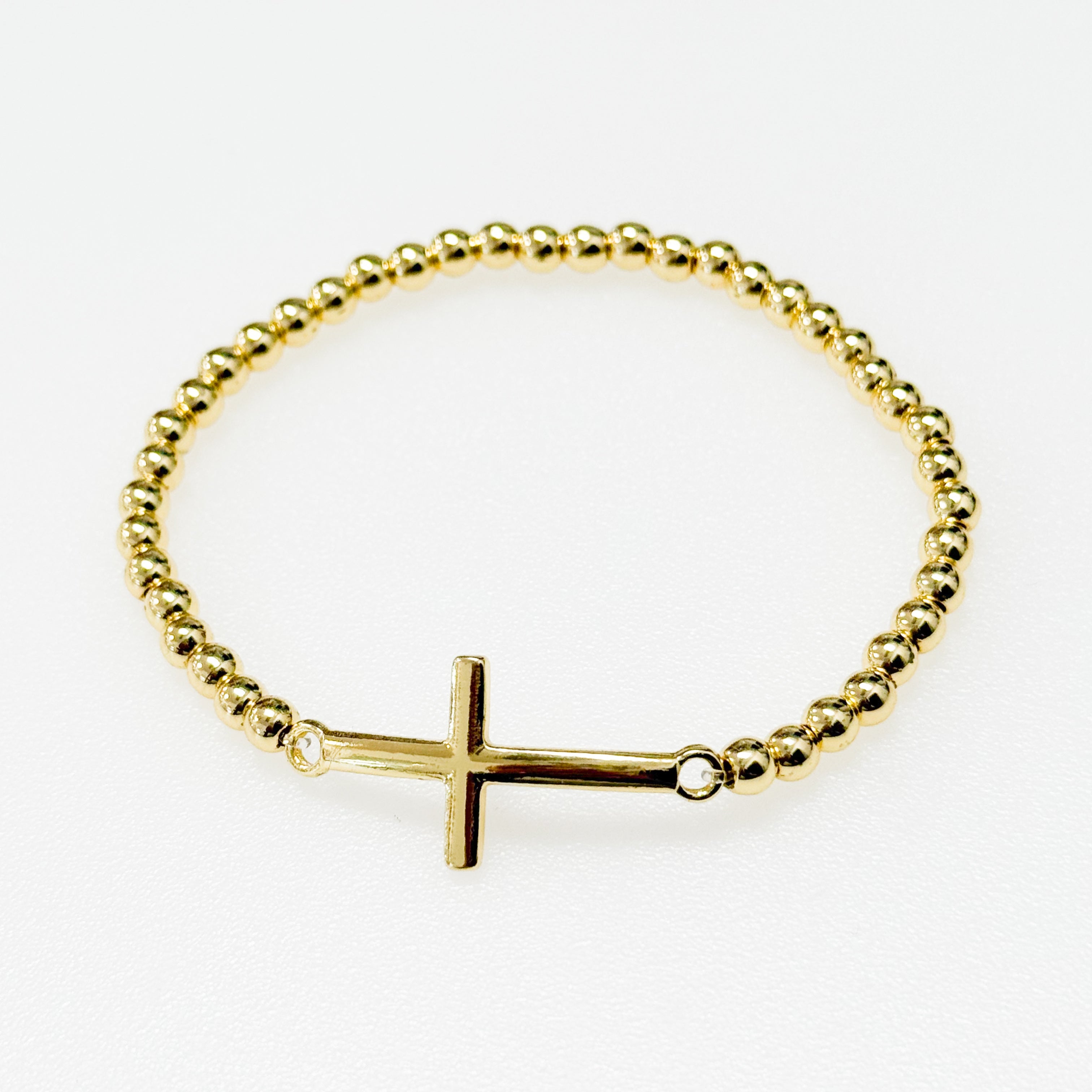Maxine - Gold Cross Beaded Bracelet