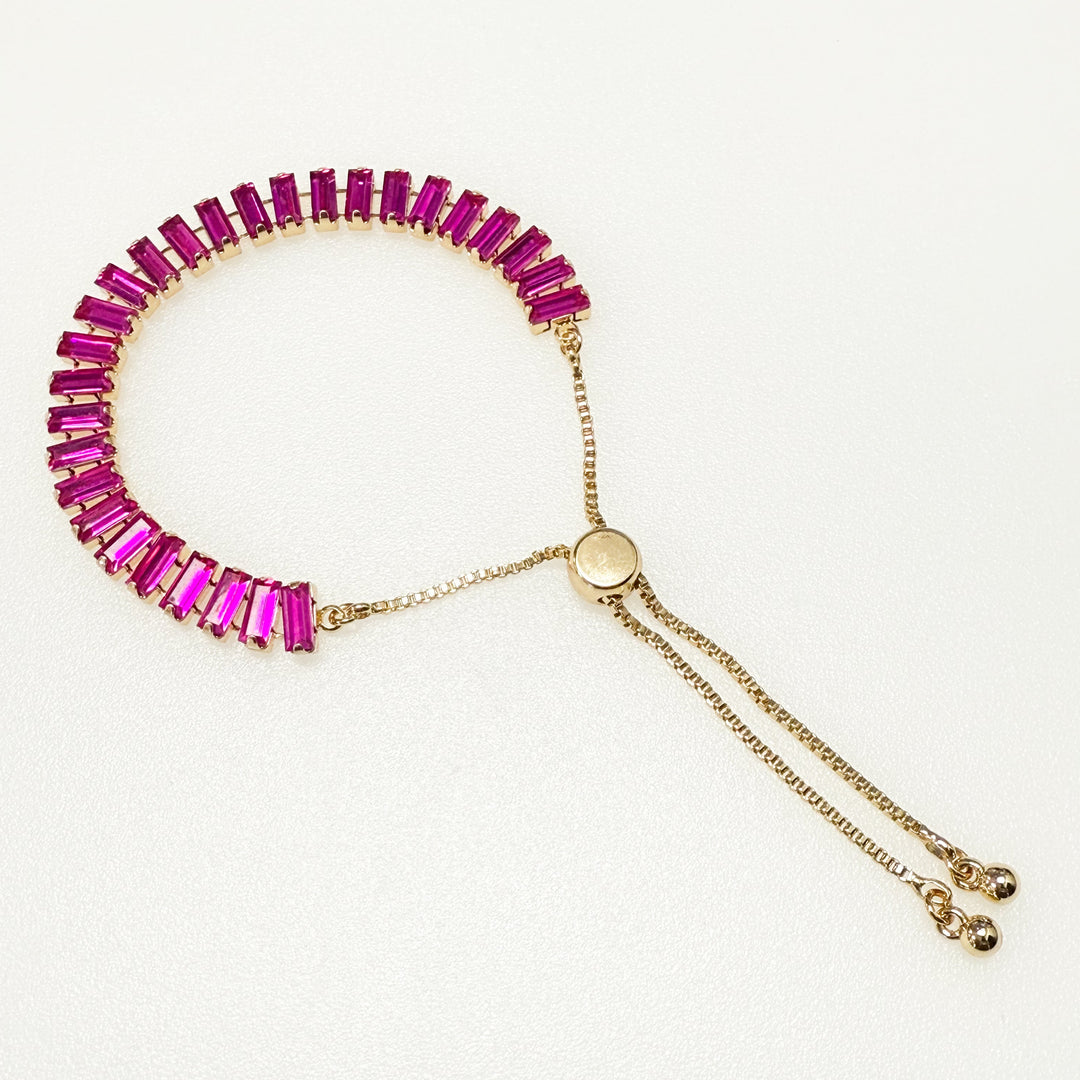 Jazlyn - Hot Pink Adjustable Rhinestone Bracelet