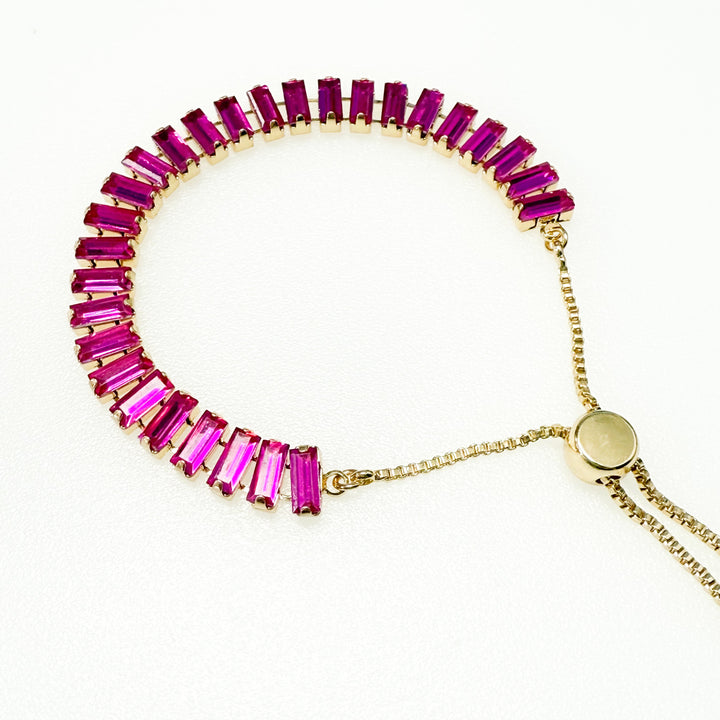 Jazlyn - Hot Pink Adjustable Rhinestone Bracelet