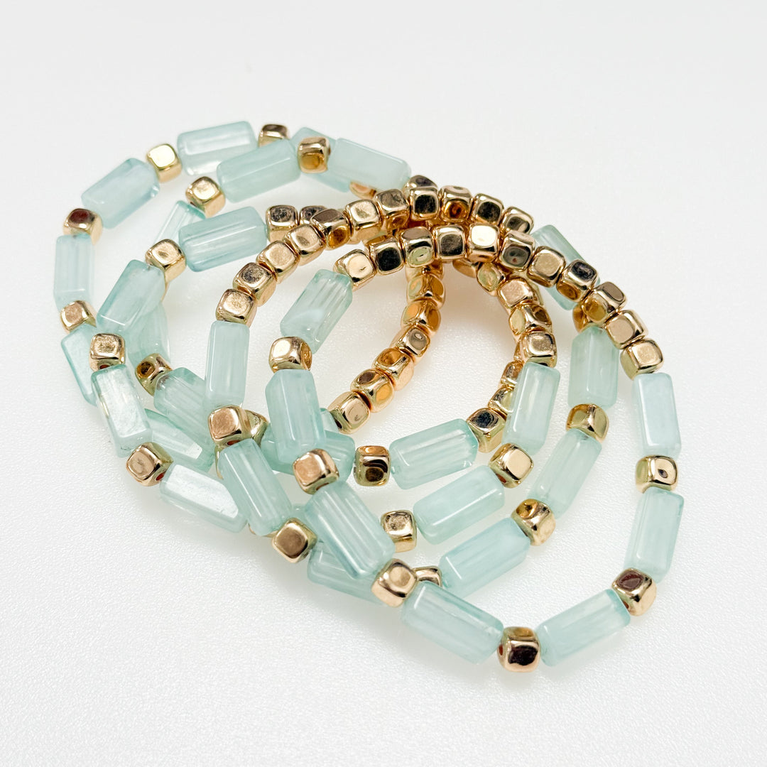 Everlee - Beaded Bracelet Set (Baby Blue)