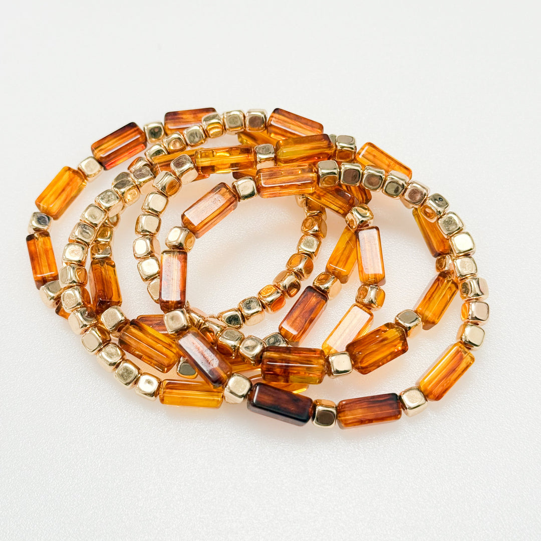 Everlee - Beaded Bracelet Set (Brown)