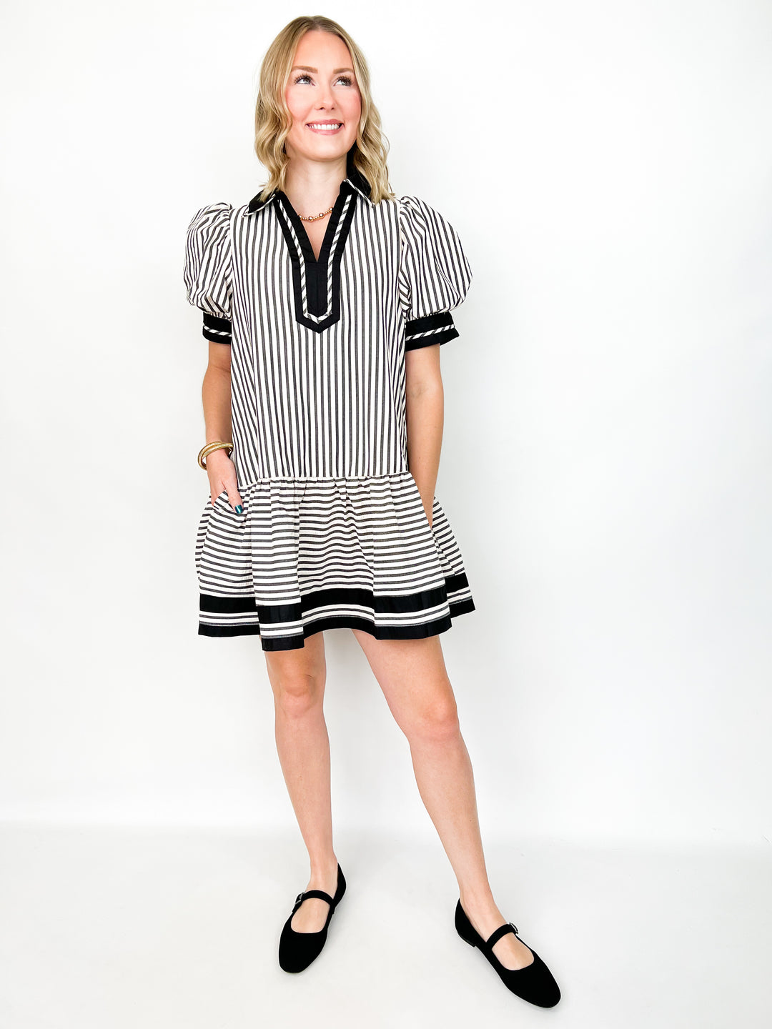 Tara - Black Striped Mini Dress