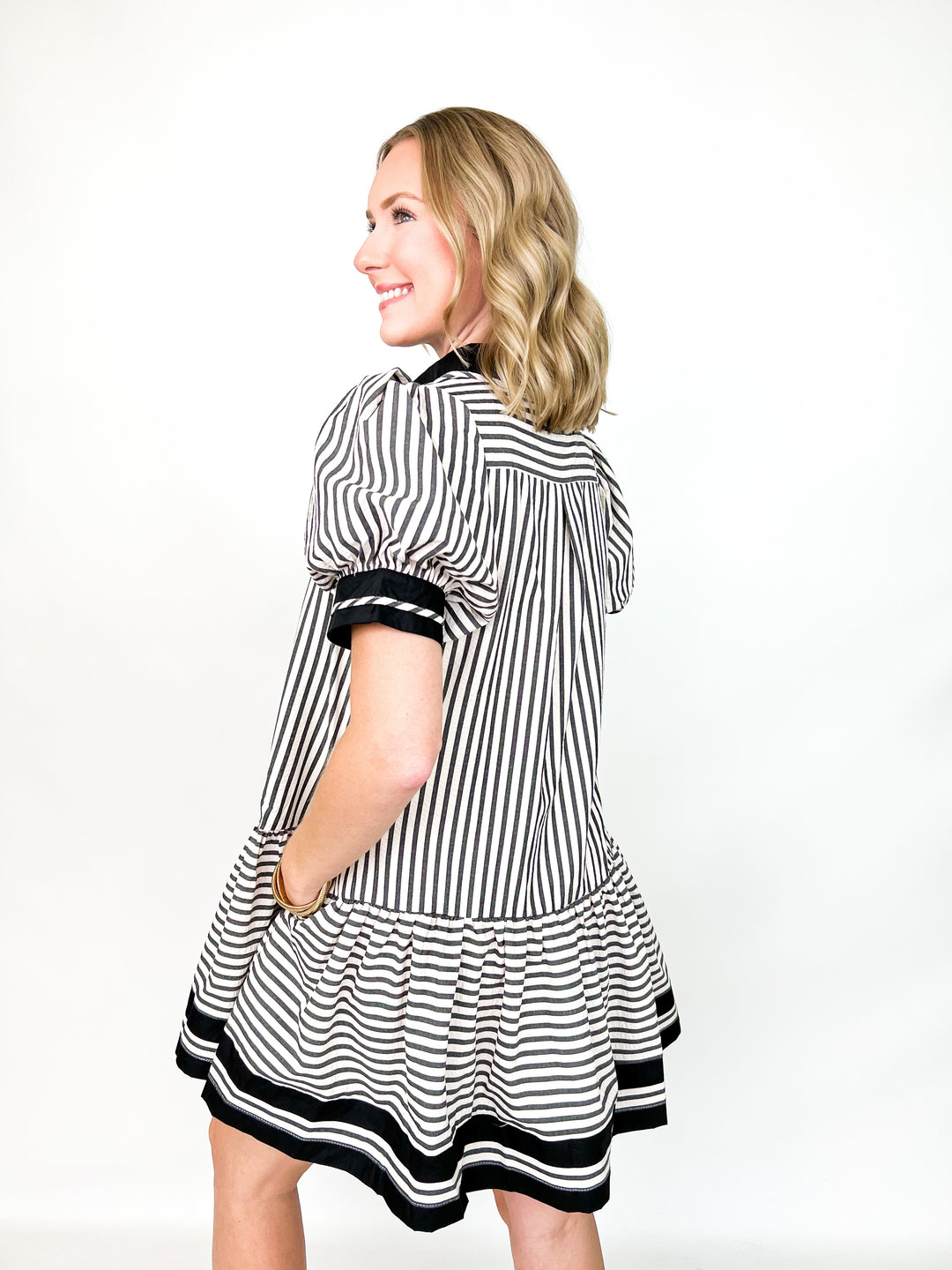 Tara - Black Striped Mini Dress
