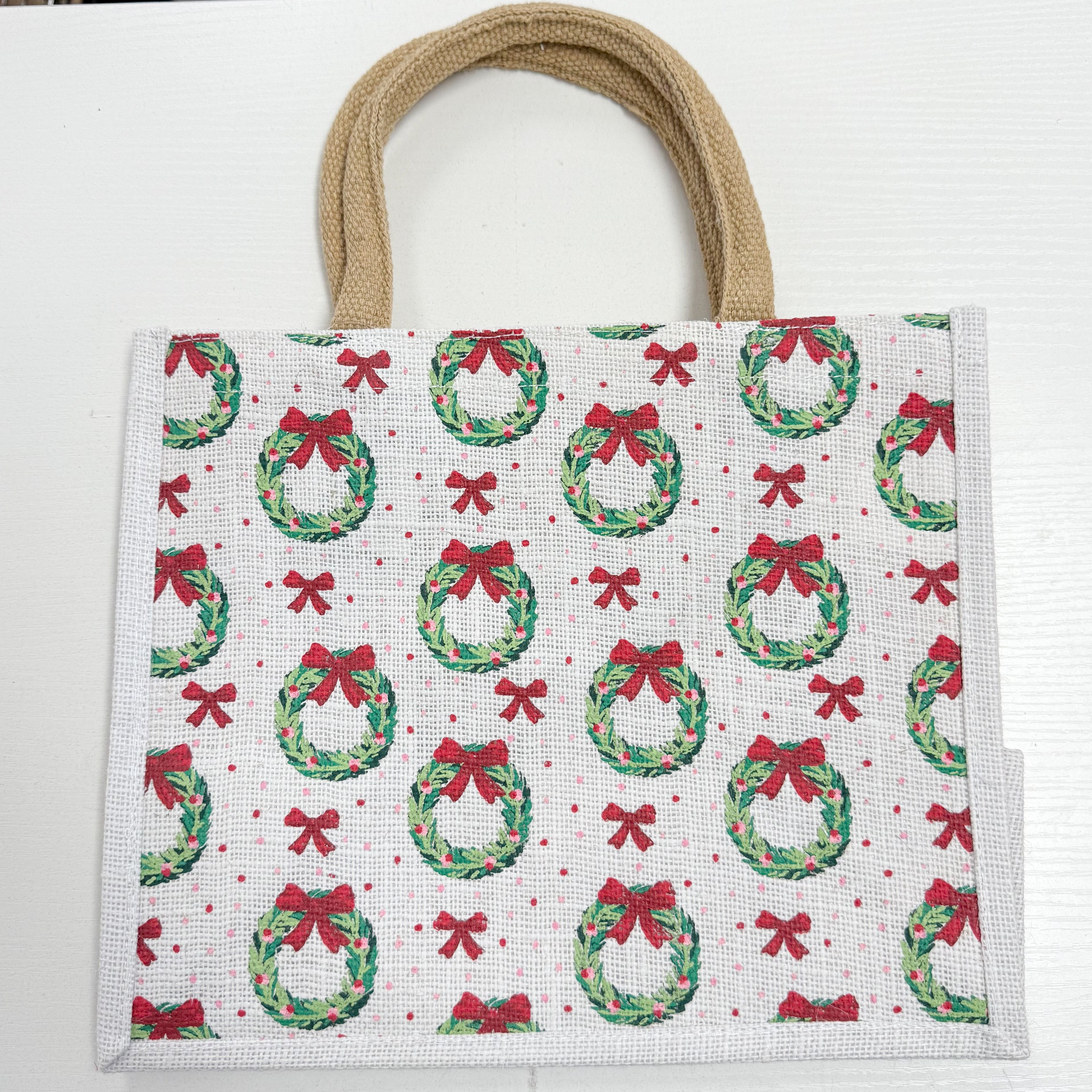 Christmas Tote Bag - Christmas Wreaths 12x10x8