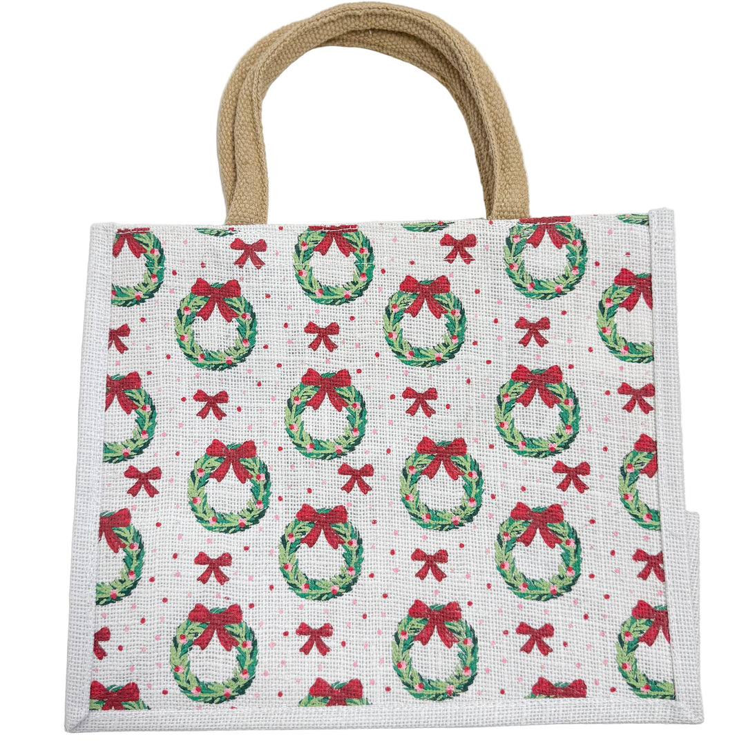 Christmas Tote Bag - Christmas Wreaths 12x10x8
