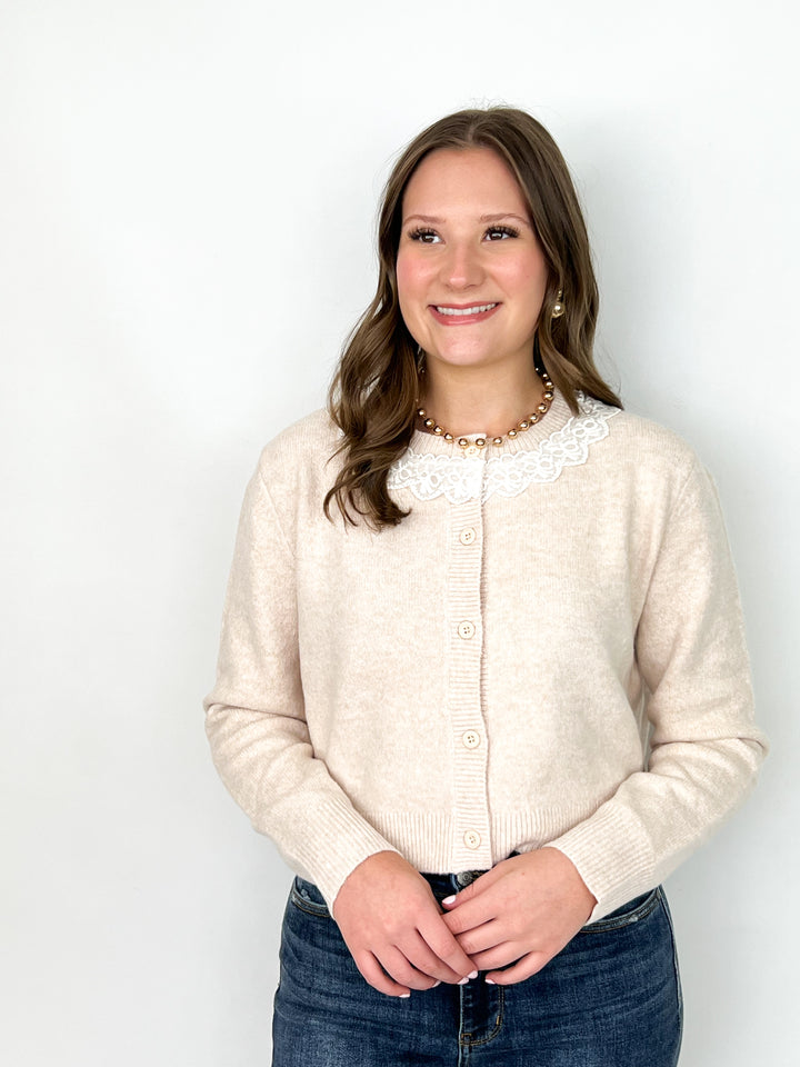 Kathryn - Lace Trim Cardigan