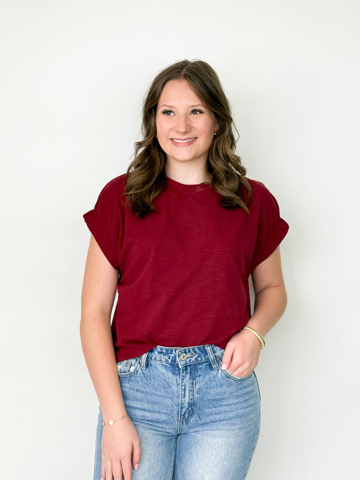 Harper - Oversized Tee Elastic Sleeve Detail